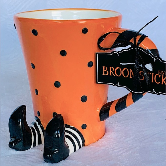 Arlington Design Wicked Witch Legs Halloween Mug - orange/black - Picture 1 of 7
